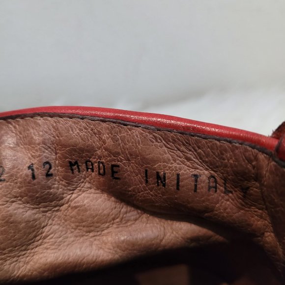 DEL TORO RED LEATHER QUILTED HIGH TOP CHUKKA SNEAKER US MENS 12 HIGH TOP - Picture 10 of 14